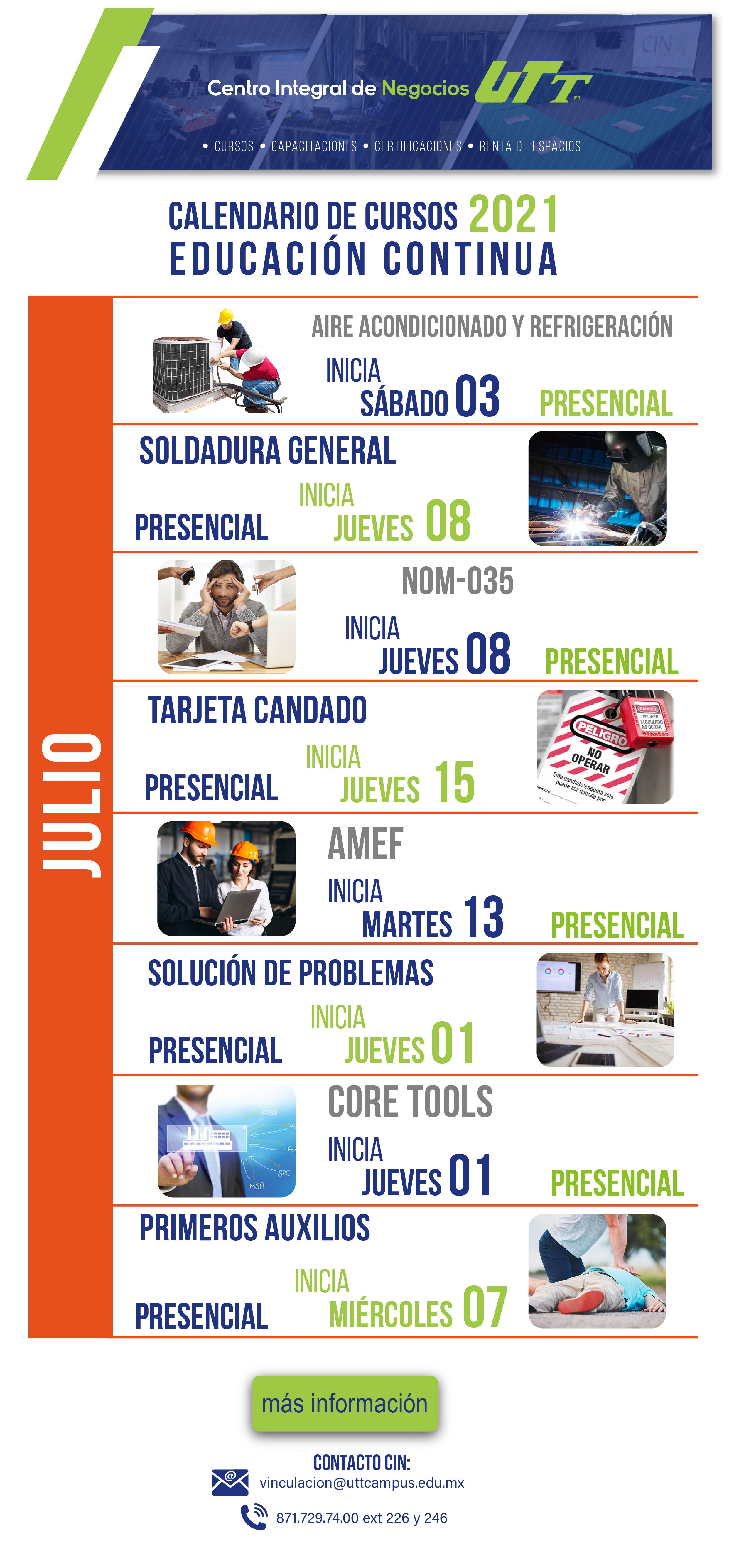 UTT Calendario de cursos 2021